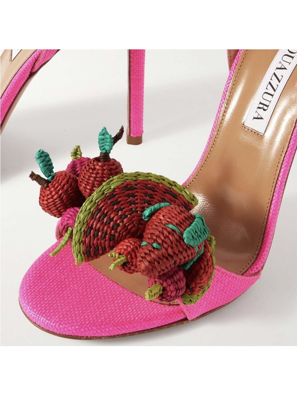 New AQUAZZURA Strawberry Punch embellished raffia sandals 41 $1,150 - Picture 3 of 12